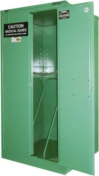 Securall Cabinets - 1 Door, Green Steel Standard Safety Cabinet for Flammable and Combustible Liquids - 46" High x 43" Wide x 18" Deep, Self Closing Door, 3 Point Key Lock, H Cylinder Capacity - Top Tool & Supply