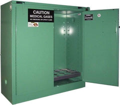 Securall Cabinets - 2 Door, Green Steel Standard Safety Cabinet for Flammable and Combustible Liquids - 46" High x 43" Wide x 18" Deep, Self Closing Door, 3 Point Key Lock, D, E Cylinder Capacity - Top Tool & Supply