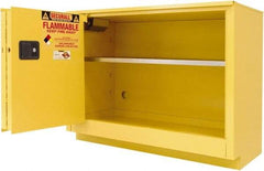 Securall Cabinets - 2 Door, 1 Shelf, Yellow Steel Under the Counter Safety Cabinet for Flammable and Combustible Liquids - 35-5/8" High x 47" Wide x 22" Deep, Sliding Door, 3 Point Key Lock, 36 Gal Capacity - Top Tool & Supply