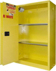 Securall Cabinets - 2 Door, 2 Shelf, Yellow Steel Standard Safety Cabinet for Flammable and Combustible Liquids - 65" High x 43" Wide x 18" Deep, Sliding Door, 3 Point Key Lock, 45 Gal Capacity - Top Tool & Supply