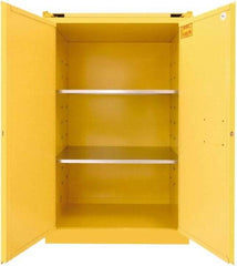 Securall Cabinets - 2 Door, 2 Shelf, Yellow Steel Standard Safety Cabinet for Flammable and Combustible Liquids - 67" High x 43" Wide x 31" Deep, Self Closing Door, 3 Point Key Lock, 90 Gal Capacity - Top Tool & Supply