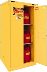 Securall Cabinets - 2 Door, 2 Shelf, Yellow Steel Standard Safety Cabinet for Flammable and Combustible Liquids - 67" High x 31" Wide x 31" Deep, Self Closing Door, 3 Point Key Lock, 60 Gal Capacity - Top Tool & Supply