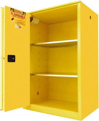 Securall Cabinets - 2 Door, 2 Shelf, Yellow Steel Standard Safety Cabinet for Flammable and Combustible Liquids - 65" High x 43" Wide x 31" Deep, Sliding Door, 3 Point Key Lock, 90 Gal Capacity - Top Tool & Supply