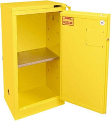 Securall Cabinets - 1 Door, 1 Shelf, Yellow Steel Standard Safety Cabinet for Flammable and Combustible Liquids - 46" High x 23-3/16" Wide x 18" Deep, Self Closing Door, 3 Point Key Lock, 16 Gal Capacity - Top Tool & Supply