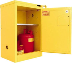 Securall Cabinets - 1 Door, 1 Shelf, Yellow Steel Standard Safety Cabinet for Flammable and Combustible Liquids - 37" High x 24" Wide x 18" Deep, Self Closing Door, 3 Point Key Lock, 12 Gal Capacity - Top Tool & Supply