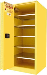 Securall Cabinets - 2 Door, 5 Shelf, Yellow Steel Standard Safety Cabinet for Flammable and Combustible Liquids - 65" High x 31" Wide x 31" Deep, Sliding Door, 3 Point Key Lock, 120 Gal Capacity - Top Tool & Supply