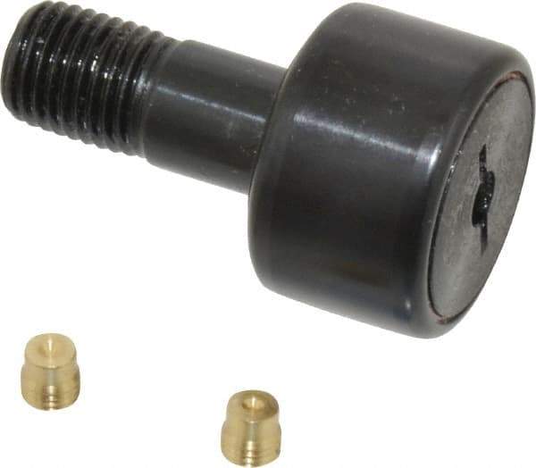 Accurate Bushing - 1" Roller Diam x 5/8" Width, 7/16" Stud Diam x 1" Length, Stud Cam Follower - Steel, 1/2" Thread Length, 7/16-20 Thread, 1-5/8" OAL, 3,030 Lb Dynamic Cap, 3,100 Lb Static Cap - Top Tool & Supply