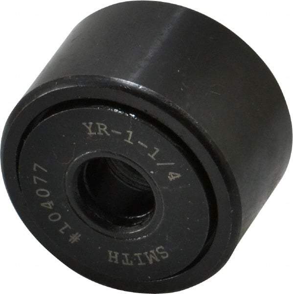 Accurate Bushing - 3/8" Bore, 1-1/4" Roller Diam x 3/4" Roller Width, Steel Yoke Cam Follower - 4,470 Lb Dynamic Load Capacity, 13/16" Overall Width - Top Tool & Supply