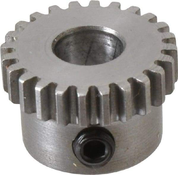 Boston Gear - 32 Pitch, 3/4" Pitch Diam, 24 Tooth Spur Gear - 0.188" Face Width, 5/16" Bore Diam, 0.64" Hub Diam, 14.5° Pressure Angle, Steel - Top Tool & Supply