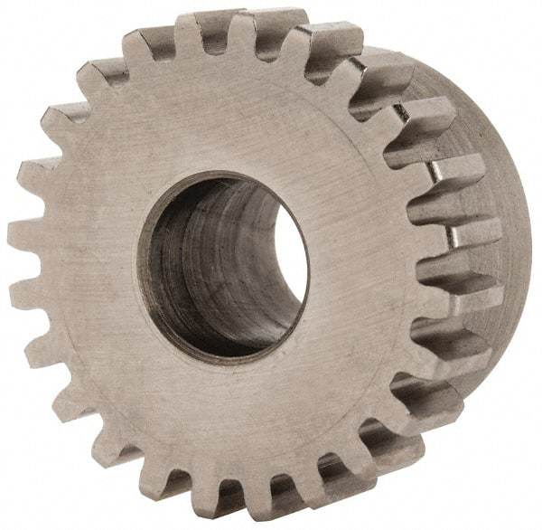 Boston Gear - 24 Pitch, 1" Pitch Diam, 24 Tooth Spur Gear - 1/4" Face Width, 3/8" Bore Diam, 0.87" Hub Diam, 14.5° Pressure Angle, Steel - Top Tool & Supply