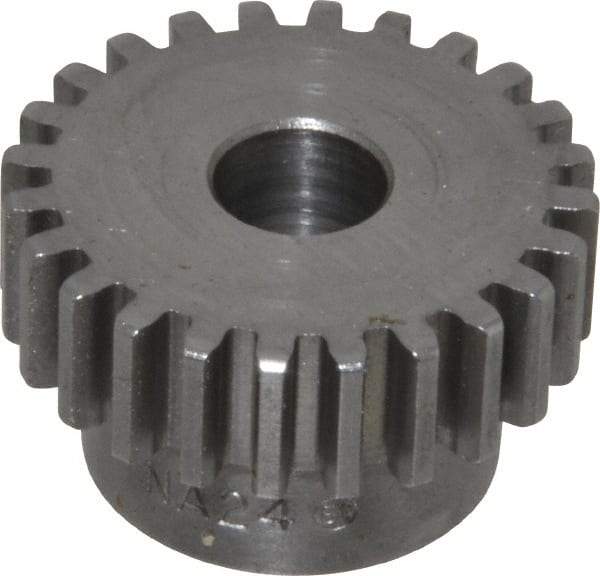 Boston Gear - 20 Pitch, 1.2" Pitch Diam, 24 Tooth Spur Gear - 3/8" Face Width, 3/8" Bore Diam, 0.92" Hub Diam, 14.5° Pressure Angle, Steel - Top Tool & Supply