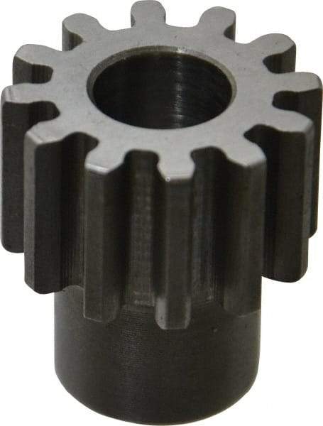 Boston Gear - 16 Pitch, 3/4" Pitch Diam, 12 Tooth Spur Gear - 1/2" Face Width, 3/8" Bore Diam, 0.56" Hub Diam, 14.5° Pressure Angle, Steel - Top Tool & Supply