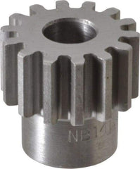 Boston Gear - 16 Pitch, 7/8" Pitch Diam, 14 Tooth Spur Gear - 1/2" Face Width, 3/8" Bore Diam, 0.69" Hub Diam, 14.5° Pressure Angle, Steel - Top Tool & Supply