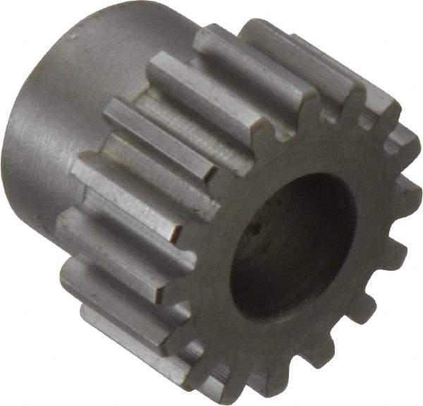 Boston Gear - 16 Pitch, 1" Pitch Diam, 16 Tooth Spur Gear - 1/2" Face Width, 1/2" Bore Diam, 0.81" Hub Diam, 14.5° Pressure Angle, Steel - Top Tool & Supply