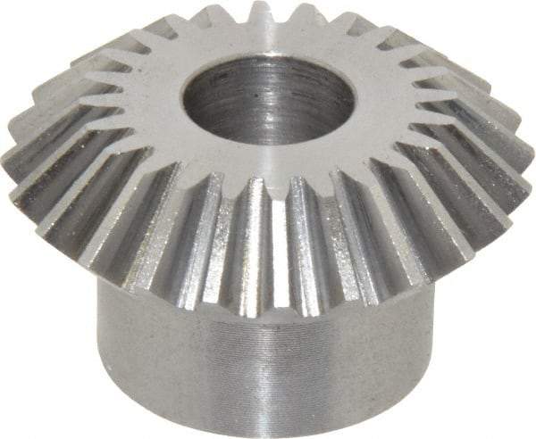 Boston Gear - 16 Pitch, 1-1/2" Pitch Diam, 24 Tooth Miter Gear - 0.32" Face Width, 1/2" Bore Diam, 1" Hub Diam, 20° Pressure Angle, Steel - Top Tool & Supply