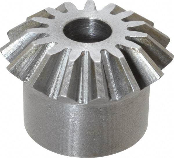 Boston Gear - 12 Pitch, 1-1/4" Pitch Diam, 15 Tooth Miter Gear - 0.29" Face Width, 3/8" Bore Diam, 1" Hub Diam, 20° Pressure Angle, Steel - Top Tool & Supply