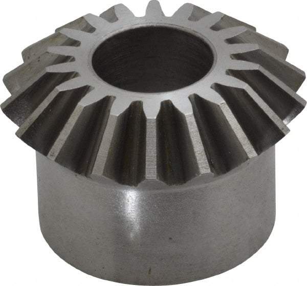 Boston Gear - 12 Pitch, 1-1/2" Pitch Diam, 18 Tooth Miter Gear - 0.33" Face Width, 5/8" Bore Diam, 1-1/4" Hub Diam, 20° Pressure Angle, Steel - Top Tool & Supply