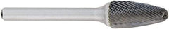 OSG - 1/2" Cut Diam, 1/4" Shank Diam, Tree Head Fluted Cut Burr - Carbide, Radius End, 1" LOC, 2" OAL - Top Tool & Supply