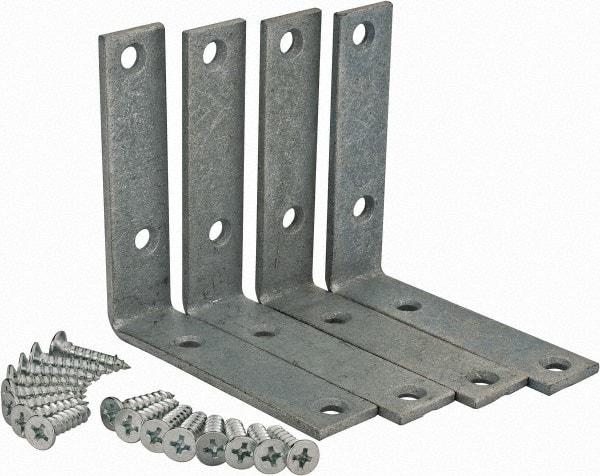 Value Collection - 3" Long x 3/4" Wide, Steel, Corner Brace - Galvanized - Top Tool & Supply