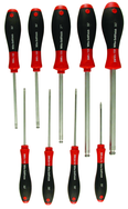 9 Piece - 1.5 - 10mm - Ball End Hex Screwdriver MagicRing® Screw Holding SoftFinish® Cushion Grip Set - Top Tool & Supply