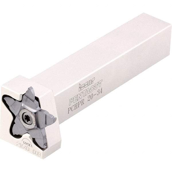 Iscar - External Thread, 0.256" Max Depth of Cut, 0.5mm Min Groove Width, 120mm OAL, Left Hand Indexable Grooving Cutoff Toolholder - 20mm Shank Height x 20mm Shank Width, PENTA 24.. Insert Style, PCHP Toolholder Style, Series PentaCut - Top Tool & Supply