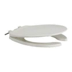 Made in USA - Polypropylene, Regular, Open Front with Cover and with Self Sustaining Feature, Toilet Seat - Residential, Commercial Installation, White - Top Tool & Supply