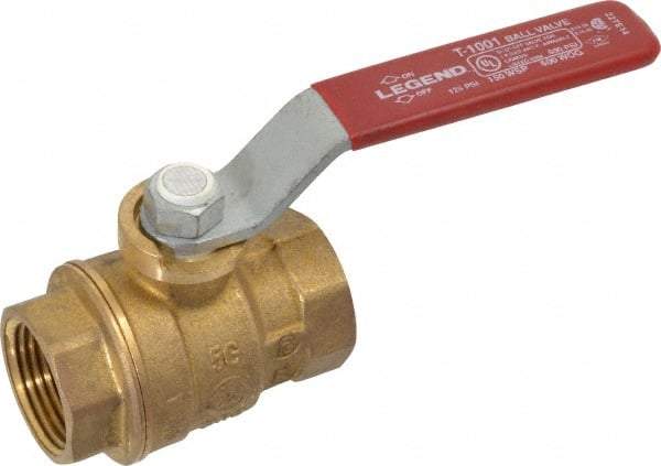 Legend Valve - 3/4" Pipe, Full Port, Brass Standard Ball Valve - Inline - One Way Flow, FNPT x FNPT Ends, Lever Handle, 600 WOG, 150 WSP - Top Tool & Supply