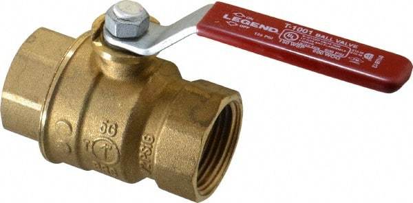 Legend Valve - 1" Pipe, Full Port, Brass Standard Ball Valve - Inline - One Way Flow, FNPT x FNPT Ends, Lever Handle, 600 WOG, 150 WSP - Top Tool & Supply