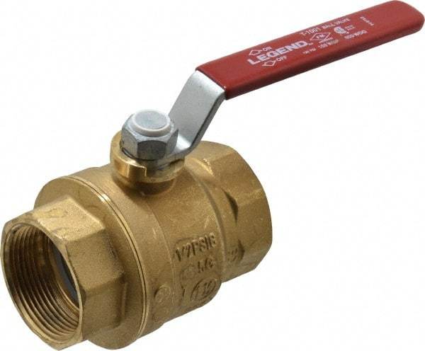 Legend Valve - 1-1/2" Pipe, Full Port, Brass Standard Ball Valve - Inline - One Way Flow, FNPT x FNPT Ends, Lever Handle, 600 WOG, 150 WSP - Top Tool & Supply