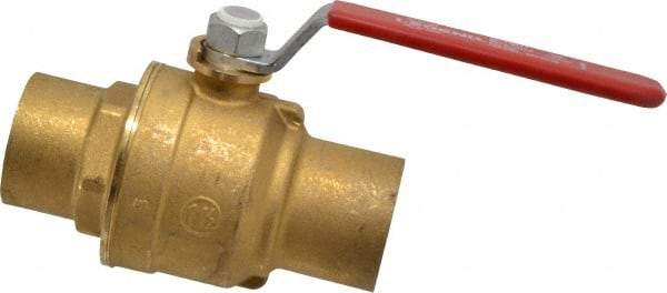 Legend Valve - 1-1/2" Pipe, Full Port, Brass Standard Ball Valve - Inline - One Way Flow, Soldered x Soldered Ends, Lever Handle, 600 WOG, 150 WSP - Top Tool & Supply