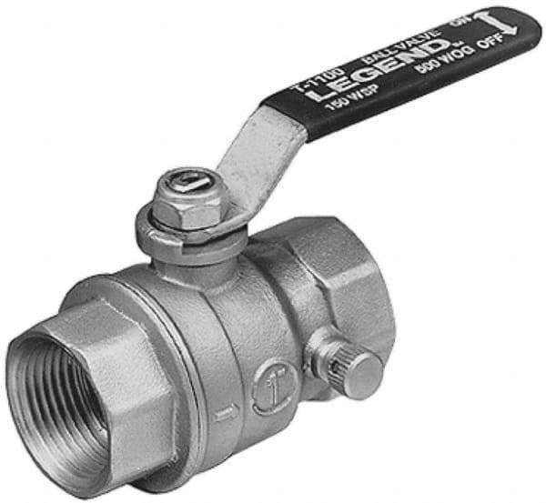 Legend Valve - 1" Pipe, Full Port, Brass Standard Ball Valve - Inline - One Way Flow, FNPT x FNPT Ends, Lever Handle, 500 WOG - Top Tool & Supply