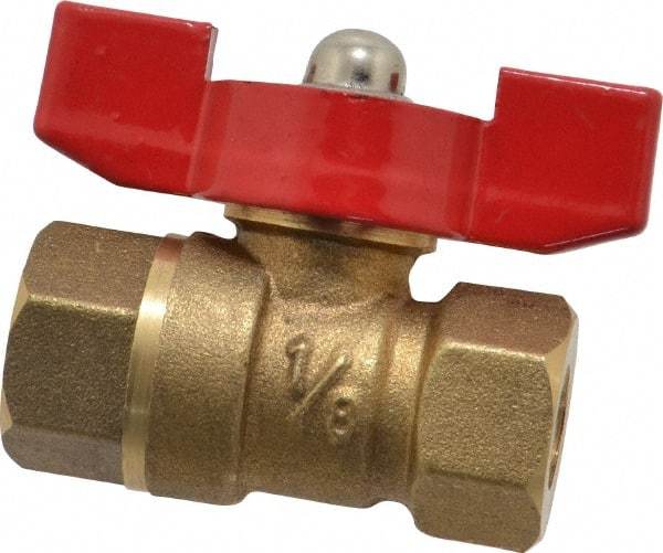 Midwest Control - 1/8" Pipe, Brass Miniature Ball Valve - Inline - One Way Flow, FNPT x FNPT Ends, Tee Handle, 600 WOG, 150 WSP - Top Tool & Supply