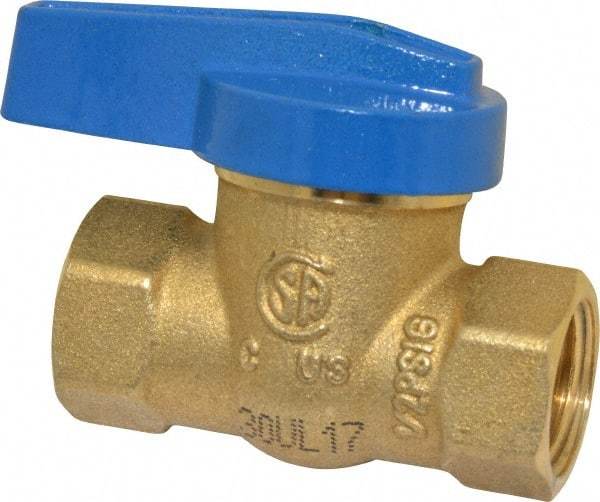 Legend Valve - 3/8" Pipe, Brass, Straight without Side Tap, Gas Ball Valve - 175 psi WOG Rating, Wedge Handle, FNPT x FNPT End Connections, 1 Piece - Top Tool & Supply