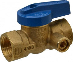 Legend Valve - 1/2" Pipe, Brass, Straight with Side Tap, Gas Ball Valve - 175 psi WOG Rating, Wedge Handle, FNPT x FNPT End Connections, 1 Piece - Top Tool & Supply