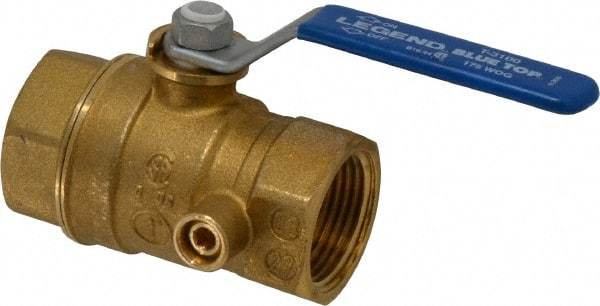 Legend Valve - 1" Pipe, Brass, Straight with Side Tap, Gas Ball Valve - 175 psi WOG Rating, Wedge Handle, FNPT x FNPT End Connections, 1 Piece - Top Tool & Supply