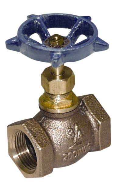 Legend Valve - 2" Pipe, FNPT Ends, Lead Free Brass Rising Stem Globe Valve - Lead Free Brass Disc, Threaded Bonnet, 200 psi WOG, 125 psi WSP, Class 125 - Top Tool & Supply