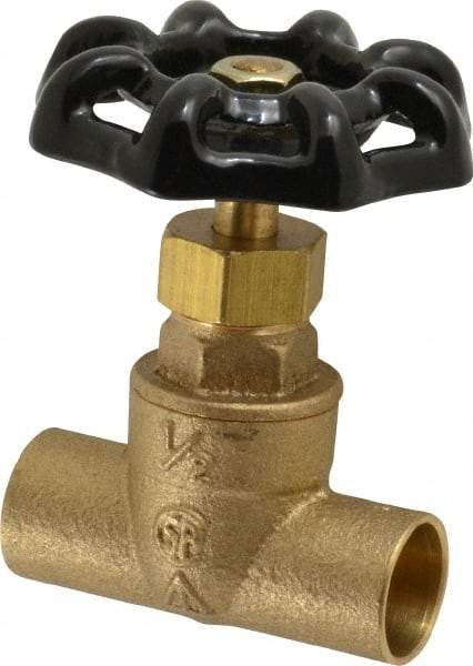 Legend Valve - 1/2" Pipe, 125 psi WOG Rating, Brass, Stop Valve - Handwheel Handle, Soldered x Soldered End Connections - Top Tool & Supply