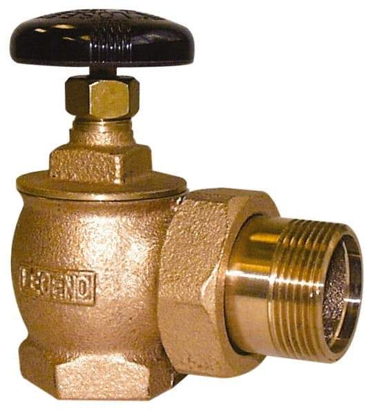 Legend Valve - 1-1/2" Pipe, 60 psi WOG Rating, FNPT x Male Union End Connections, Handwheel Steam Angle Radiator Valve - 15 psi Steam Pressure Rating, Bronze - Top Tool & Supply