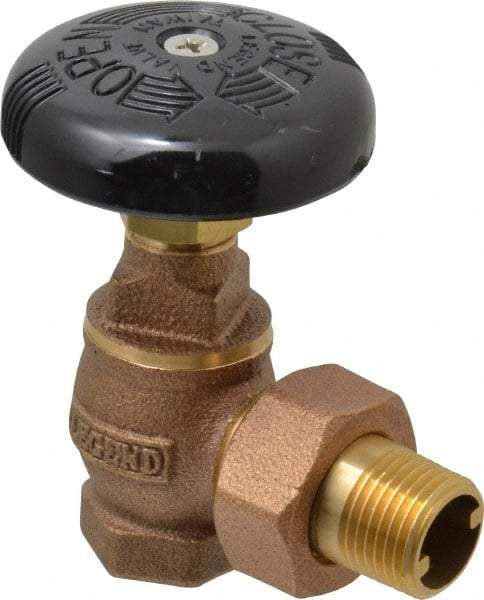 Legend Valve - 1/2" Pipe, 60 psi WOG Rating, FNPT x Male Union End Connections, Handwheel Steam Angle Radiator Valve - 15 psi Steam Pressure Rating, Bronze - Top Tool & Supply