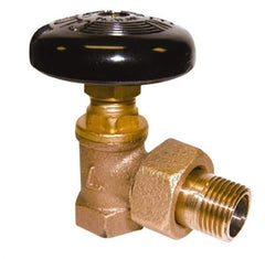 Legend Valve - 1/2" Pipe, 60 psi WOG Rating, FNPT x Male Union End Connections, Handwheel Hot Water Angle Radiator Valve - Bronze - Top Tool & Supply