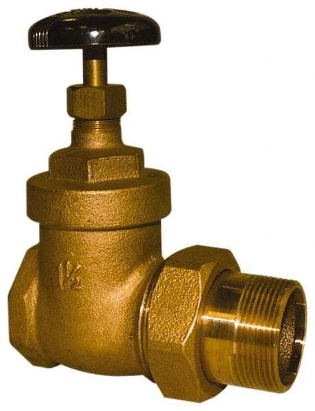 Legend Valve - 1-1/2" Pipe, 200 psi WOG Rating, FNPT x Male Union End Connections, Handwheel Steam Gate Radiator Valve - 125 psi Steam Pressure Rating, Bronze - Top Tool & Supply