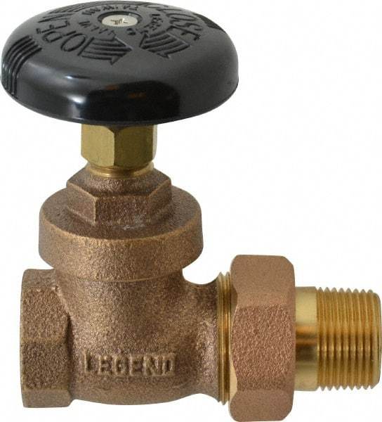 Legend Valve - 3/4" Pipe, 200 psi WOG Rating, FNPT x Male Union End Connections, Handwheel Steam Gate Radiator Valve - 125 psi Steam Pressure Rating, Bronze - Top Tool & Supply