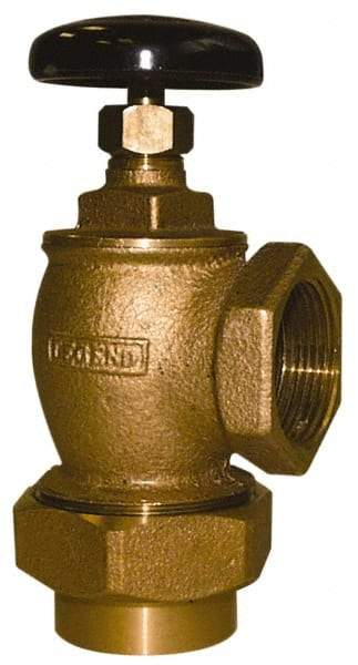 Legend Valve - 1" Pipe, 60 psi WOG Rating, Female Union x FNPT End Connections, Handwheel Convector Steam Angle Radiator Valve - 15 psi Steam Pressure Rating, Bronze - Top Tool & Supply