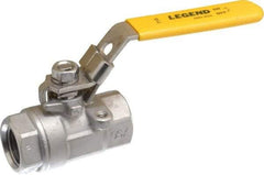 Legend Valve - 1/2" Pipe, Large Port, Stainless Steel Standard Ball Valve - 2 Piece, Inline - One Way Flow, FNPT x FNPT Ends, Locking Lever Handle, 2,000 WOG, 150 WSP - Top Tool & Supply