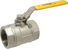 Legend Valve - 2" Pipe, Large Port, Stainless Steel Standard Ball Valve - 2 Piece, Inline - One Way Flow, FNPT x FNPT Ends, Locking Lever Handle, 1,500 WOG, 150 WSP - Top Tool & Supply