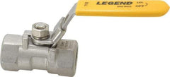 Legend Valve - 1/2" Pipe, Standard Port, Stainless Steel Standard Ball Valve - 1 Piece, Inline - One Way Flow, FNPT x FNPT Ends, Locking Lever Handle, 800 WOG, 150 WSP - Top Tool & Supply