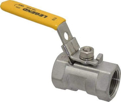 Legend Valve - 3/4" Pipe, Standard Port, Stainless Steel Standard Ball Valve - 1 Piece, Inline - One Way Flow, FNPT x FNPT Ends, Locking Lever Handle, 800 WOG, 150 WSP - Top Tool & Supply