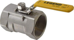 Legend Valve - 2" Pipe, Standard Port, Stainless Steel Standard Ball Valve - 1 Piece, Inline - One Way Flow, FNPT x FNPT Ends, Locking Lever Handle, 800 WOG, 150 WSP - Top Tool & Supply