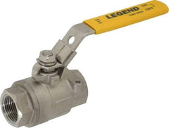 Legend Valve - 3/4" Pipe, Full Port, Stainless Steel Standard Ball Valve - 2 Piece, Inline - One Way Flow, FNPT x FNPT Ends, Locking Lever Handle, 1,000 WOG, 150 WSP - Top Tool & Supply