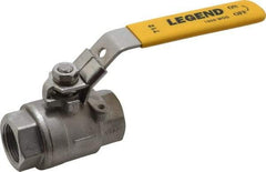 Legend Valve - 1" Pipe, Full Port, Stainless Steel Standard Ball Valve - 2 Piece, Inline - One Way Flow, FNPT x FNPT Ends, Locking Lever Handle, 1,000 WOG, 150 WSP - Top Tool & Supply